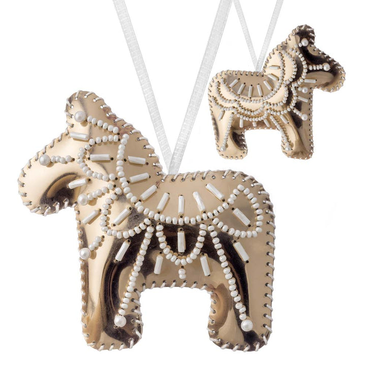 Horse Christmas Ornament Artificial Leather Bead Embroidery Kit by Wonderland Crafts FLBB-131