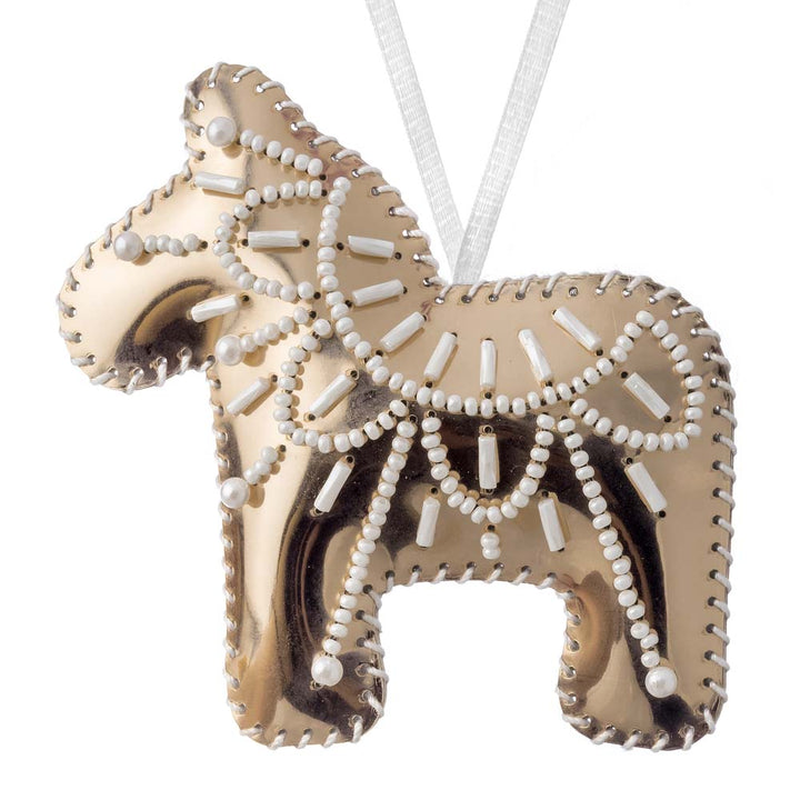 Horse Christmas Ornament Artificial Leather Bead Embroidery Kit by Wonderland Crafts FLBB-131