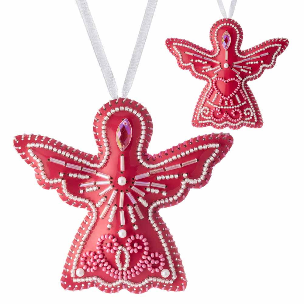 Angel Christmas Ornament Artificial Leather Bead Embroidery Kit by Wonderland Crafts FLBB-132
