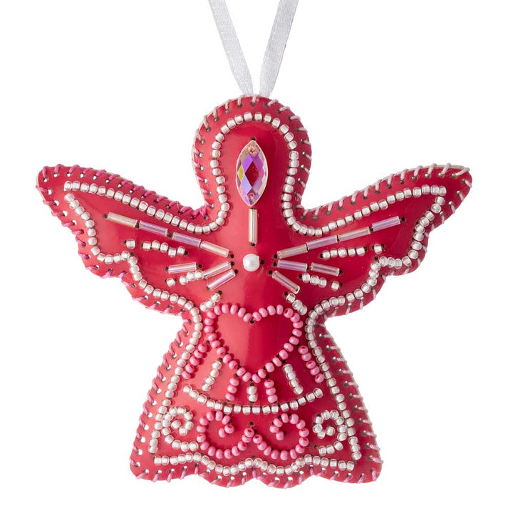 Angel Christmas Ornament Artificial Leather Bead Embroidery Kit by Wonderland Crafts FLBB-132