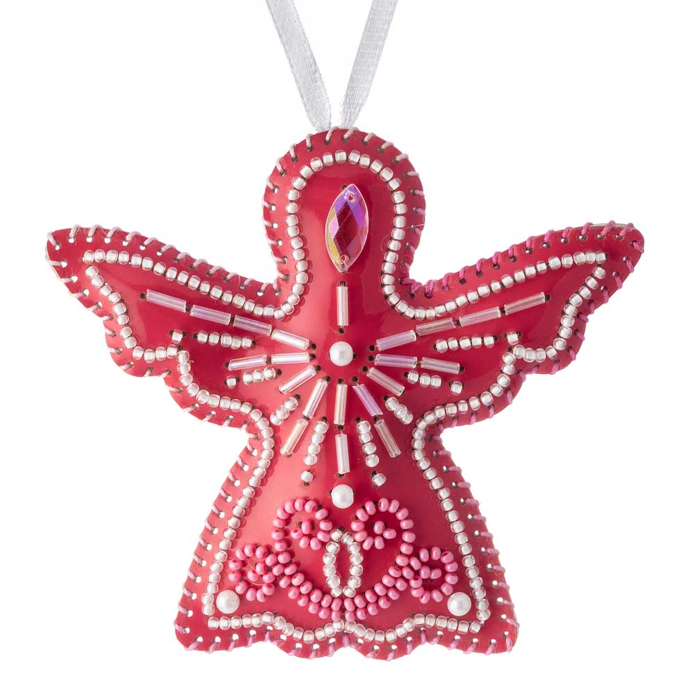 Angel Christmas Ornament Artificial Leather Bead Embroidery Kit by Wonderland Crafts FLBB-132