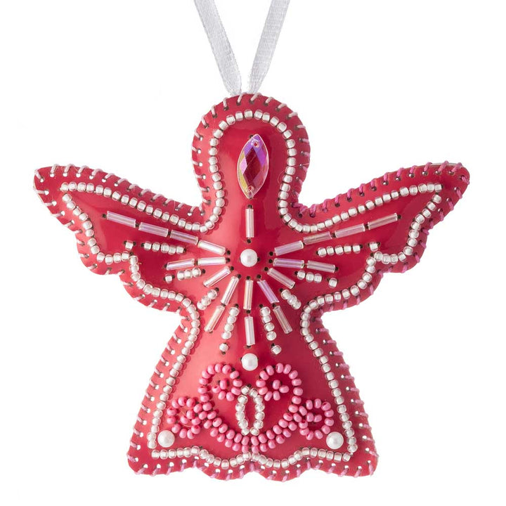 Angel Christmas Ornament Artificial Leather Bead Embroidery Kit by Wonderland Crafts FLBB-132