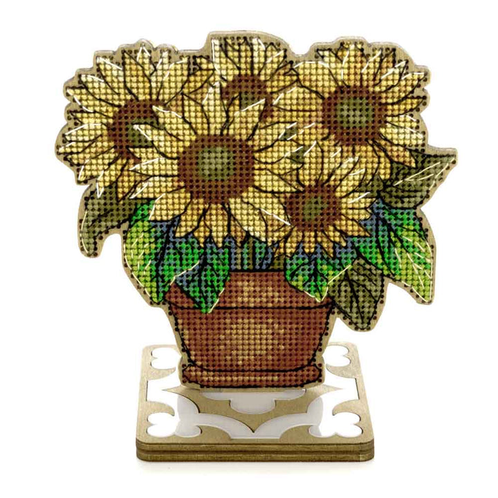 Sunflower Wood Cross-Stitch Kit by Wonderland Crafts FLW-075