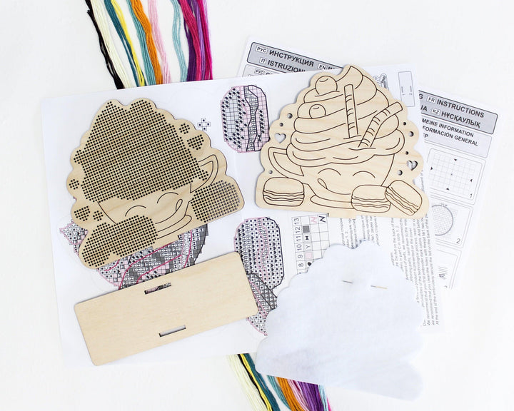 Napkin Holder Cake O-023 Counted Cross Stitch Kit on Plywood