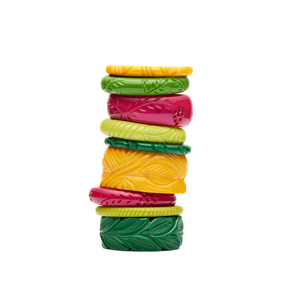 Narrow Chartreuse Fakelite Medium Bangle by Splendette 3