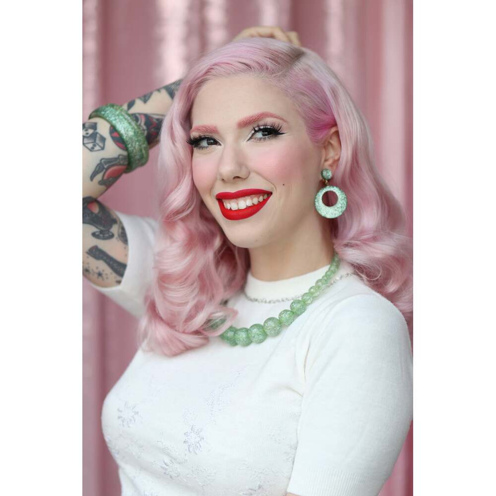 Narrow Green Lagoon Glitter Medium Bangle by Splendette 1