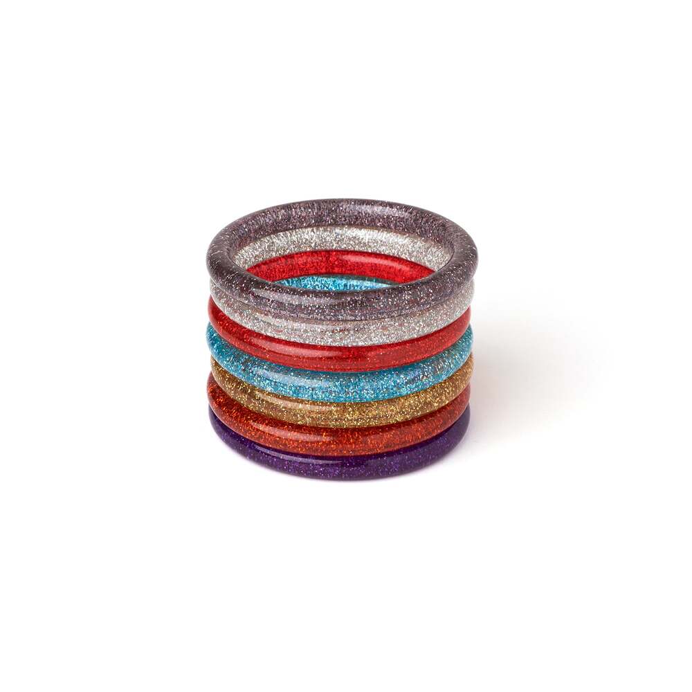 Narrow Silver Glitter Medium Bangle by Splendette 2