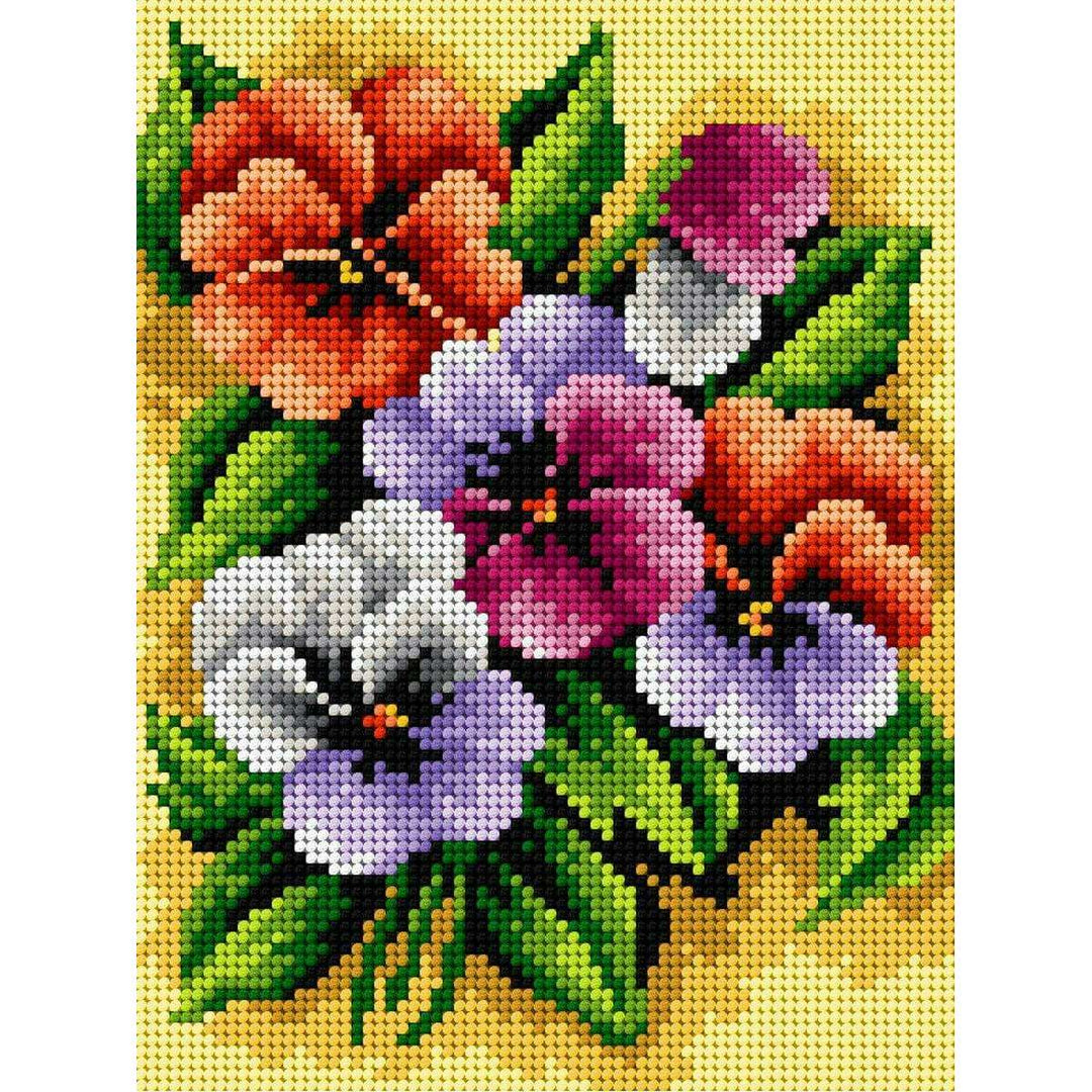 Needlepoint canvas for halfstitch without yarn A Bunch of Pansies 2482F