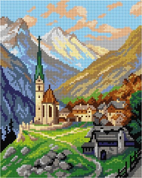 Needlepoint canvas for halfstitch without yarn after Georg Janny - Heiligenblut 3295H - Printed Tapestry Canvas