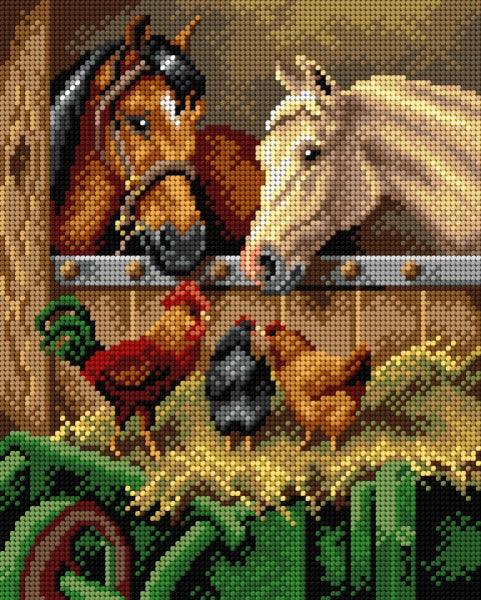Needlepoint canvas for halfstitch without yarn after Herbert Wiliam Weekes - Farmyard Friends 2772H - Printed Tapestry Canvas