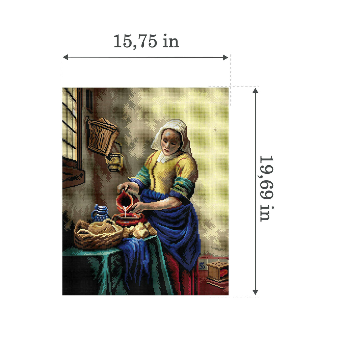 Needlepoint canvas for halfstitch without yarn after Johan vermeer - Milkmaid 2850M