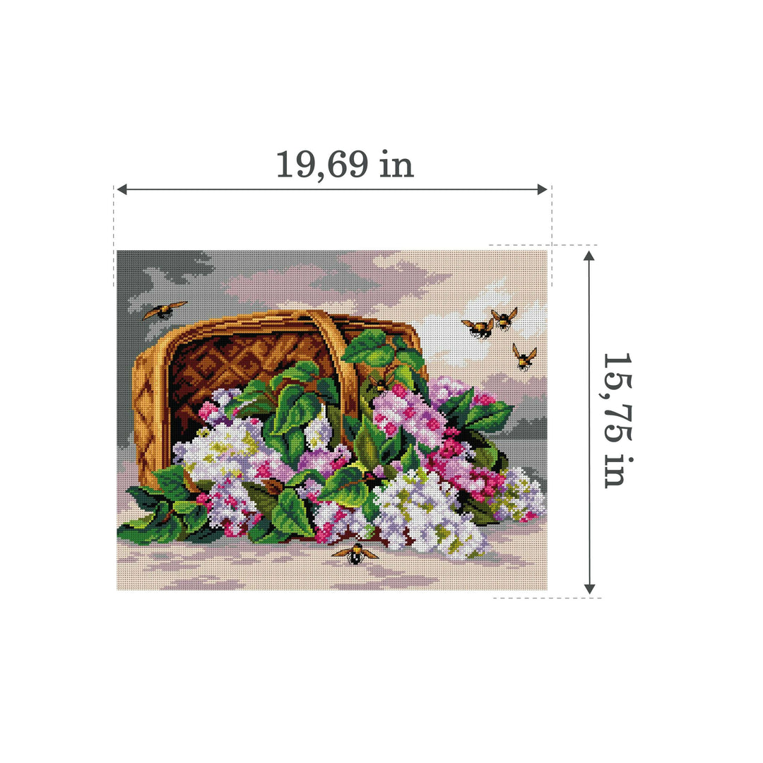 Needlepoint canvas for halfstitch without yarn after Paul de Longpre - A Basket of Lilacs 2759M