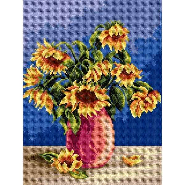 Needlepoint canvas for halfstitch without yarn Bouquet of Sunflowers 2346J - Printed Tapestry Canvas