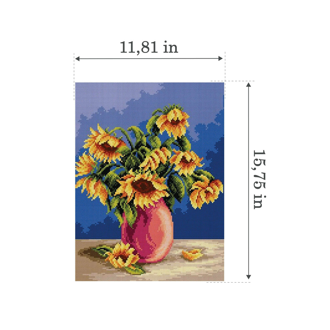 Needlepoint canvas for halfstitch without yarn Bouquet of Sunflowers 2346J - Printed Tapestry Canvas