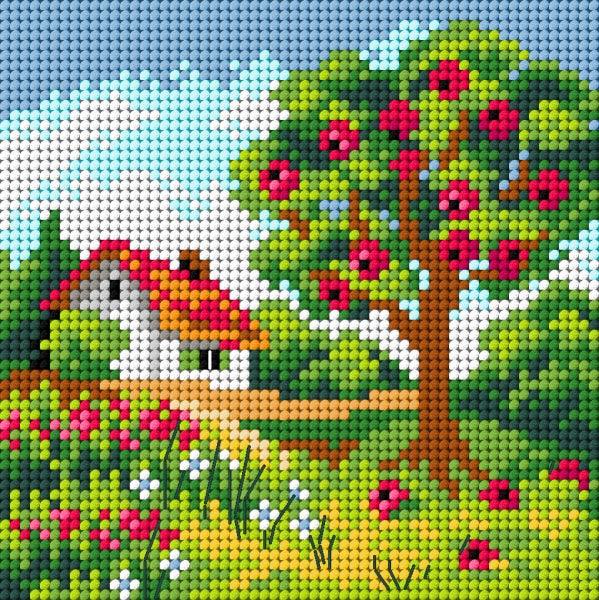 Needlepoint canvas for halfstitch without yarn Four Seasons - Summer 2842D - Printed Tapestry Canvas