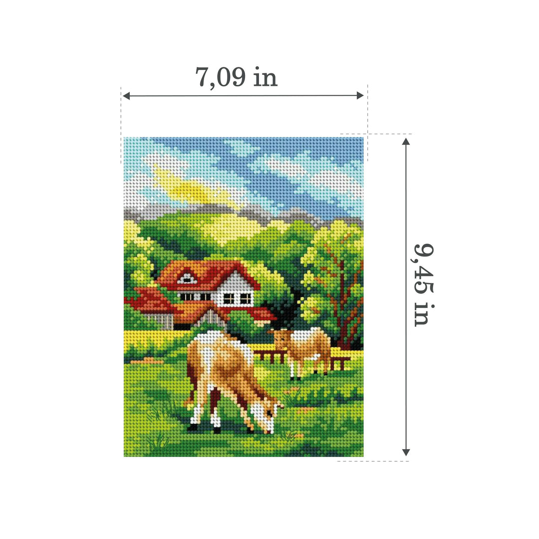 Needlepoint canvas for halfstitch without yarn Grassland 2635F - Printed Tapestry Canvas