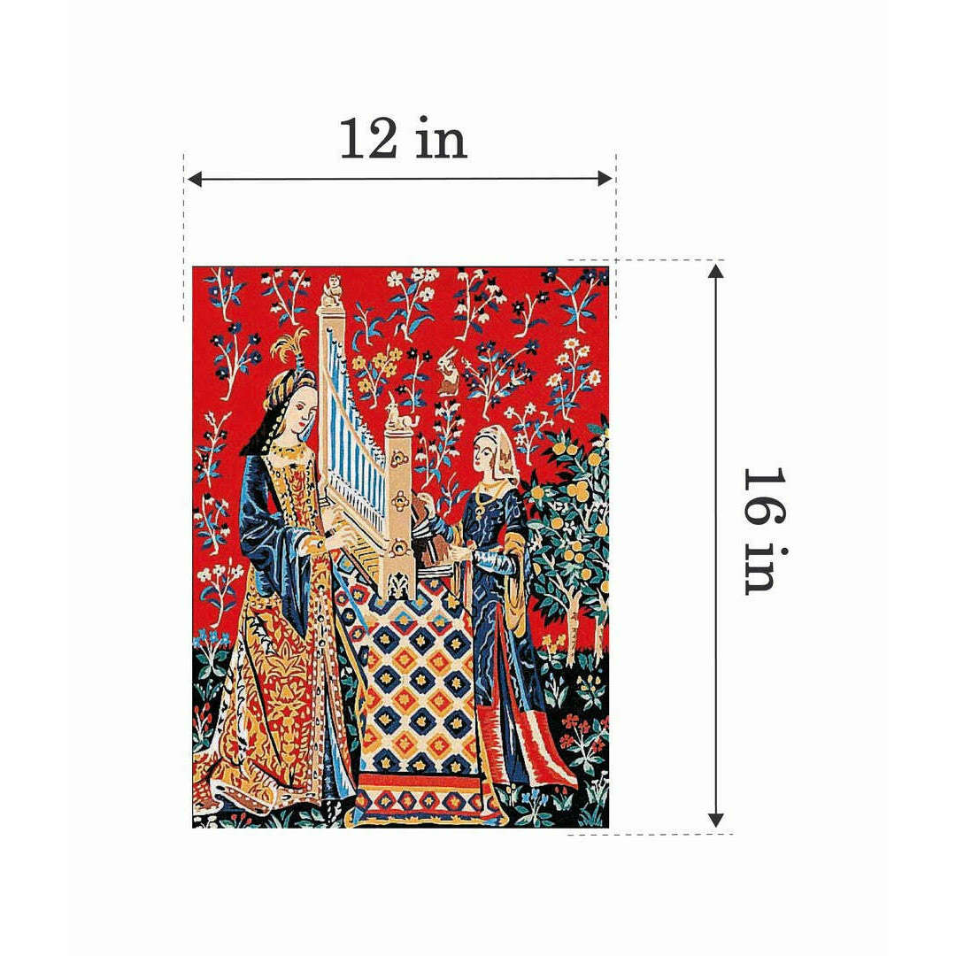 Needlepoint canvas for halfstitch without yarn Lady Unicorn Hearing MRC1531137 Margot de Paris Printed Tapestry Canvas