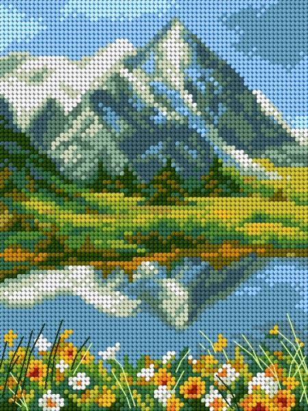 Needlepoint canvas for halfstitch without yarn Summer in the Mountains 2624F - Printed Tapestry Canvas