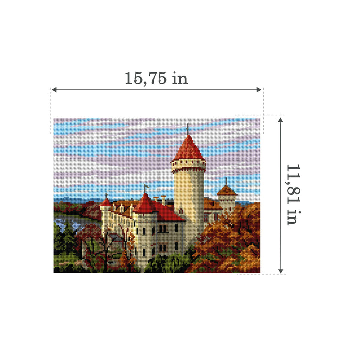 Needlepoint canvas for halfstitch without yarn  The Konopiste Castle 3582J