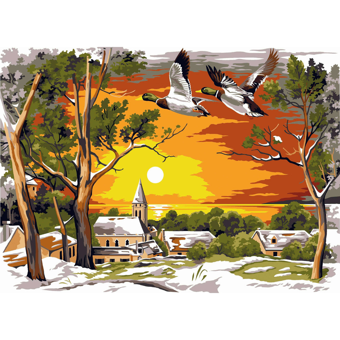 Needlepoint canvas for halfstitch without yarn The Melting Snow SE929.671 Seg De Paris Printed Tapestry Canvas