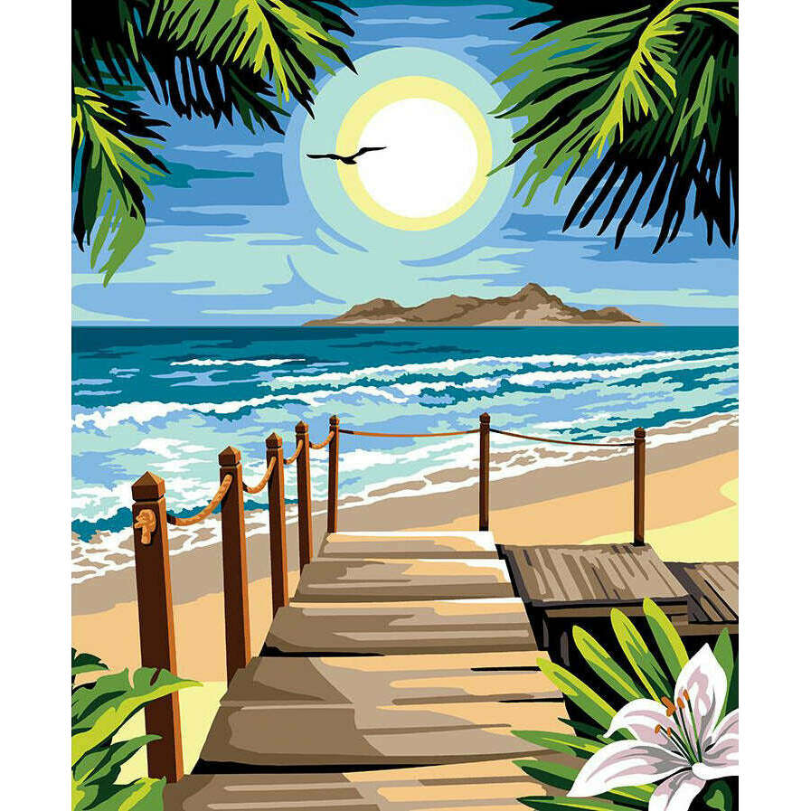 Needlepoint canvas for halfstitch without yarn The Pontoon Of The Islands MRC1345184 Margot de Paris Printed Tapestry Canvas