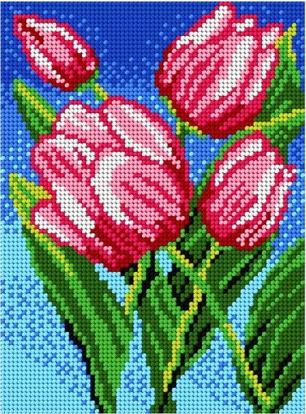 Needlepoint canvas for halfstitch without yarn Tulips 1828F - Printed Tapestry Canvas