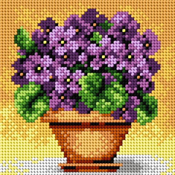 Needlepoint canvas for halfstitch without yarn Violets 2252D - Printed Tapestry Canvas