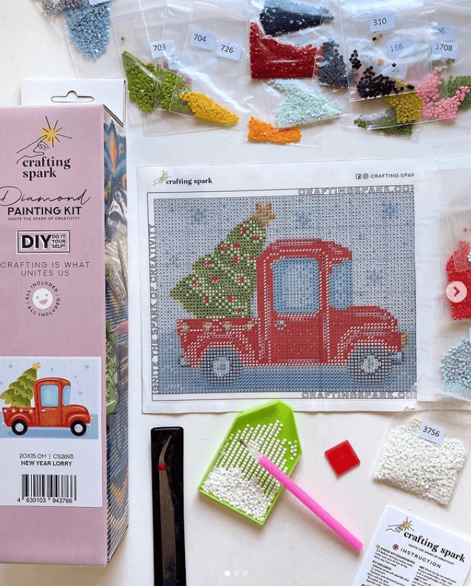 New Year Lorry CS2693 7.9 x 5.9 inches Crafting Spark Diamond Painting Kit