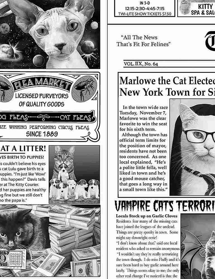 Elizabeth Dress in Newspaper Cats
