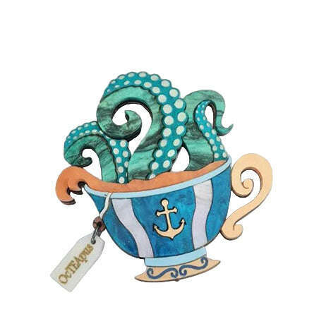 Octopus Teacup Brooch by Cherryloco Jewellery image 4