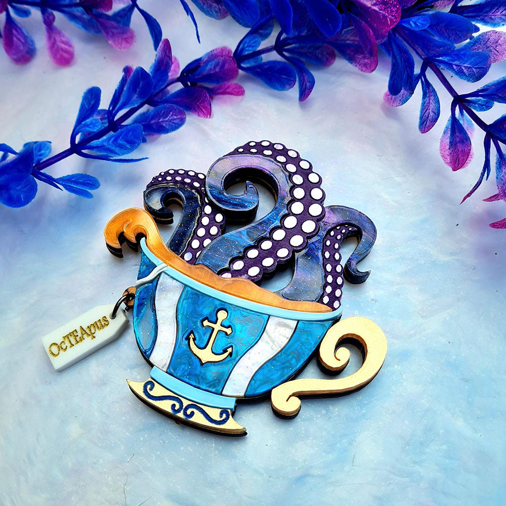 Octopus Teacup Brooch by Cherryloco Jewellery image 2