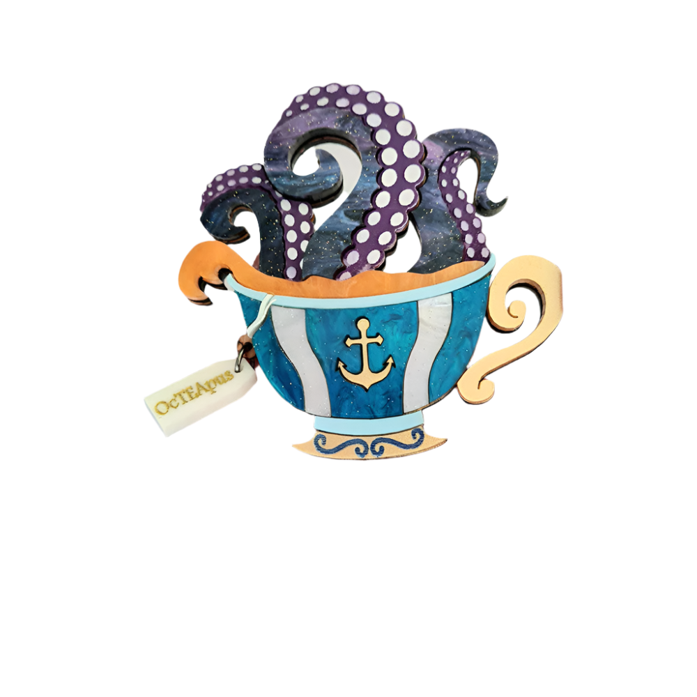 Octopus Teacup Necklace by Cherryloco Jewellery