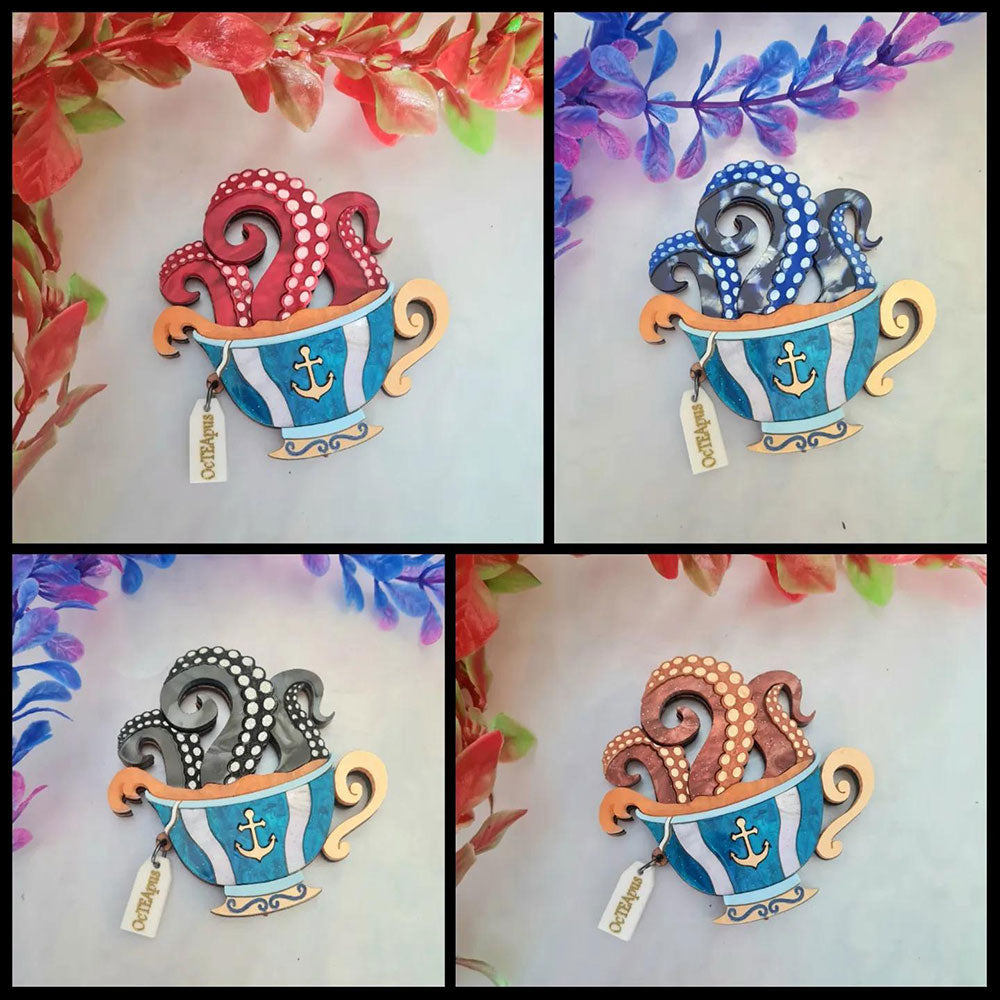 Octopus Teacup Brooch by Cherryloco Jewellery image 5