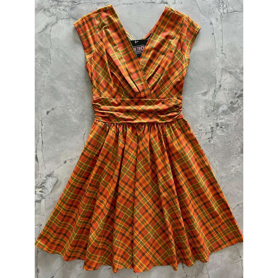 Orange Plaid Greta Dress