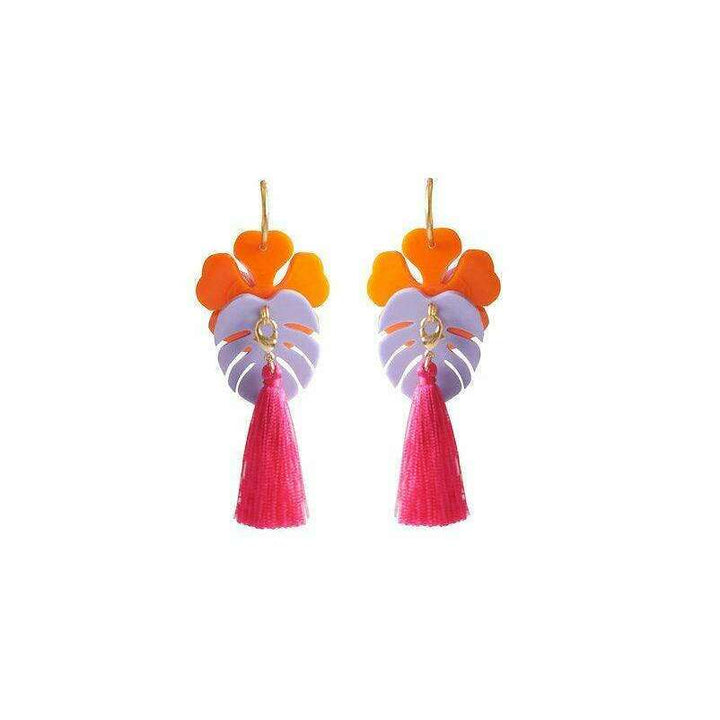 Orange Tropical Flower Earrings by Laliblue - Quirks!