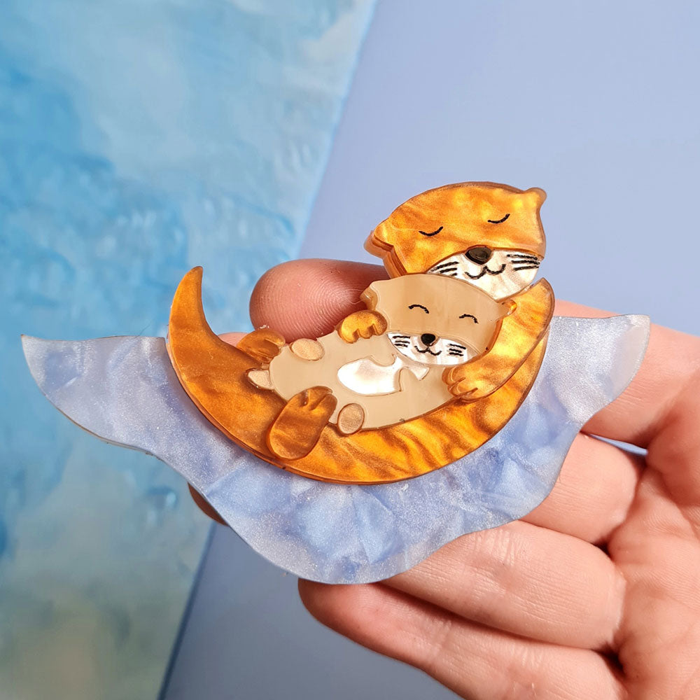 Otter And Baby Brooch by Cherryloco Jewellery 4