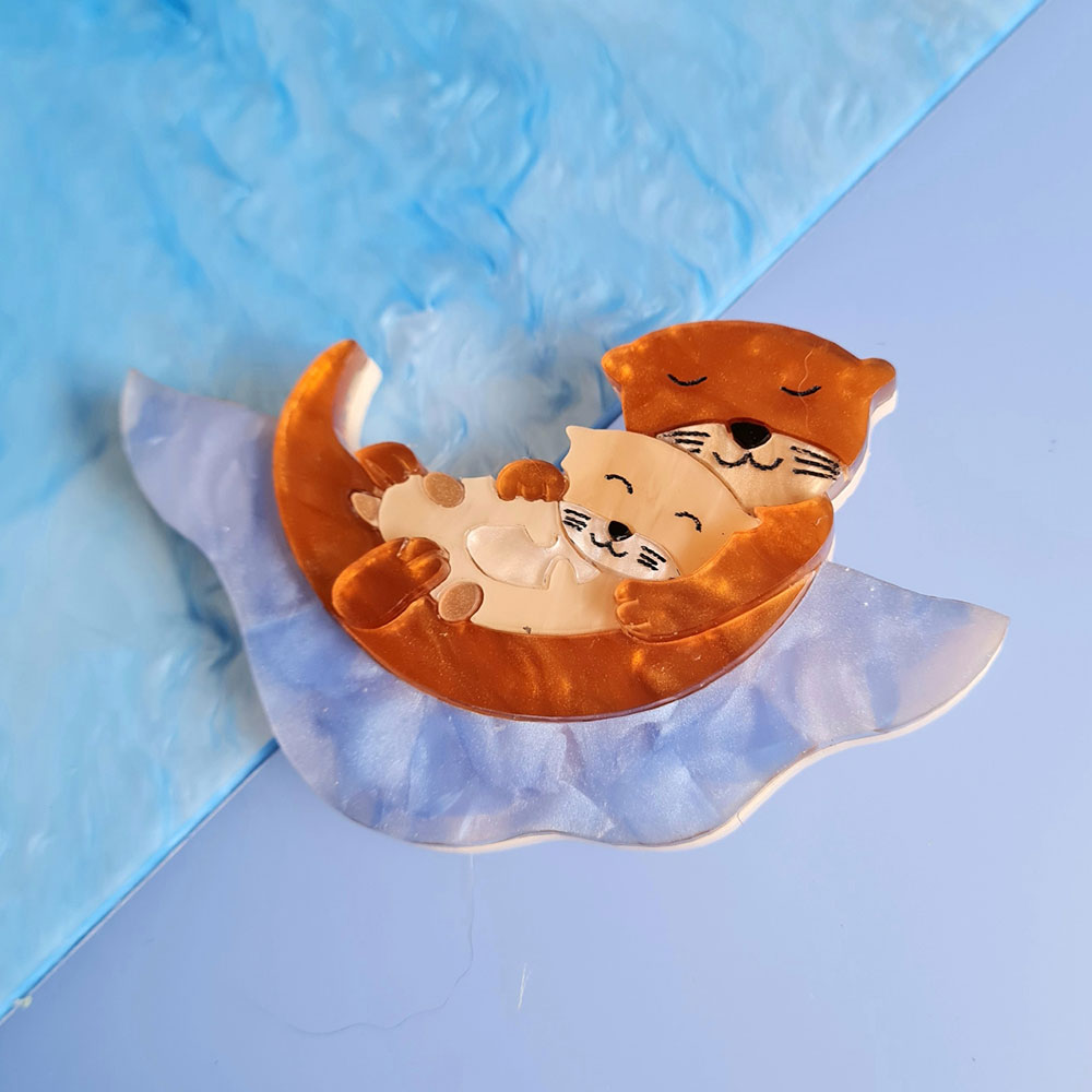 Otter And Baby Brooch by Cherryloco Jewellery 2