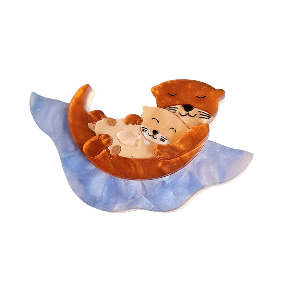 Otter And Baby Brooch by Cherryloco Jewellery 1