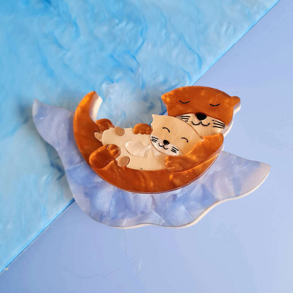 Otter And Baby Brooch by Cherryloco Jewellery 2