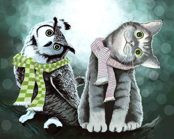 Owl with Kitten CS2571 19.7 x 15.8 inches Crafting Spark Diamond Painting Kit