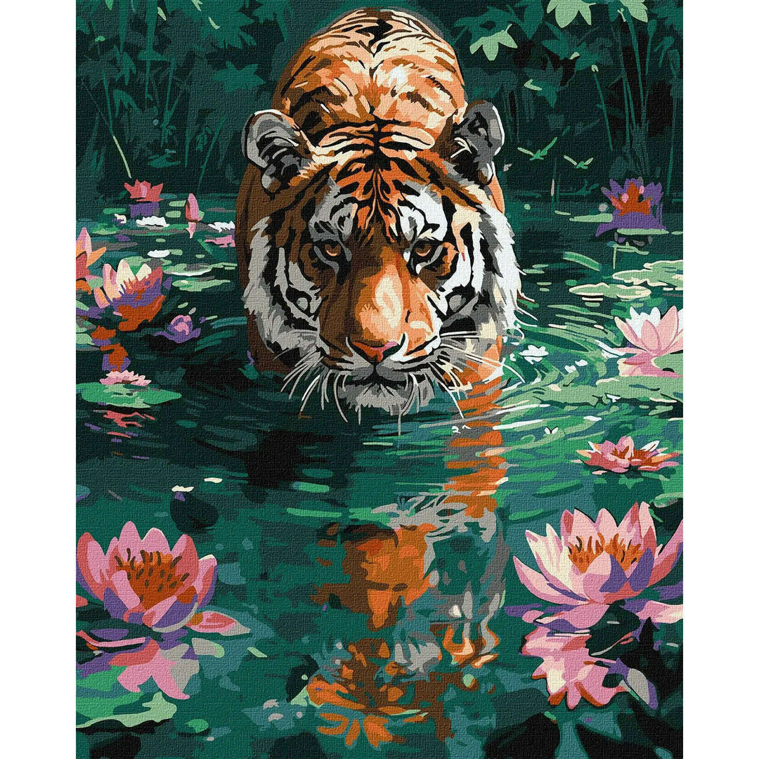 Painting by Numbers kit A tiger on the hunt KHO6614