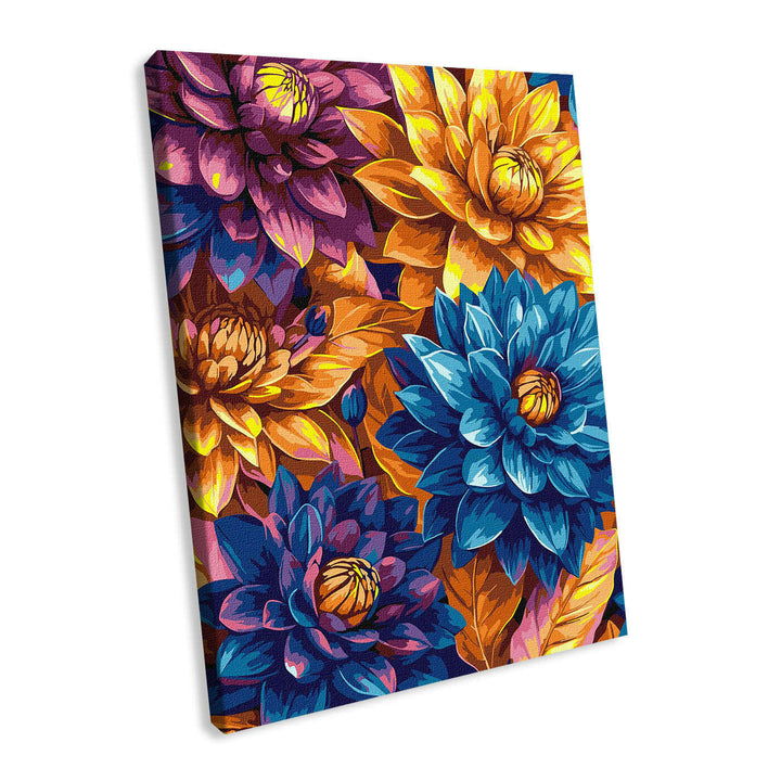 Painting by Numbers kit Bright dahlias with extra metallic paints KHO3305