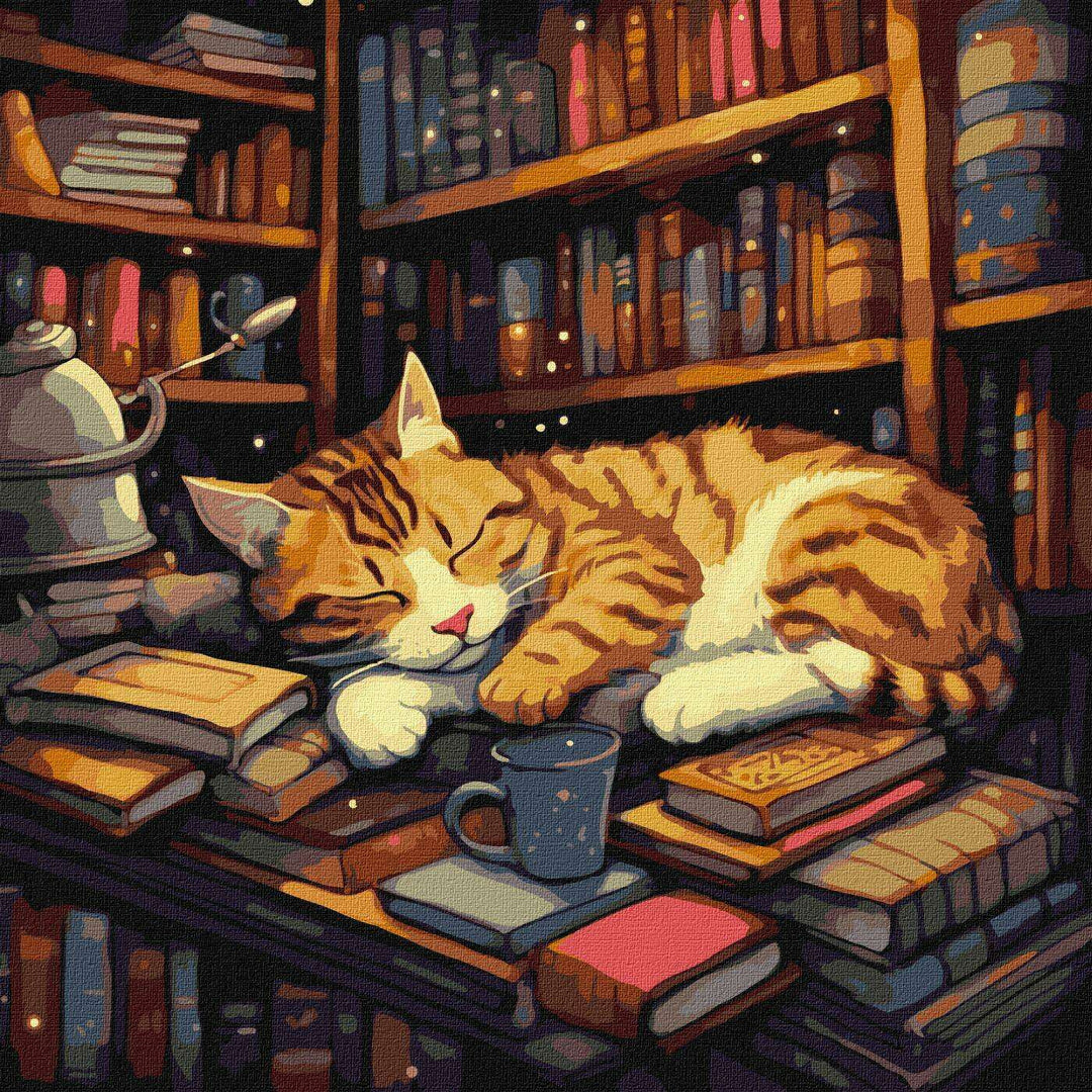 Painting by Numbers kit Fluffy book lover KHO6505