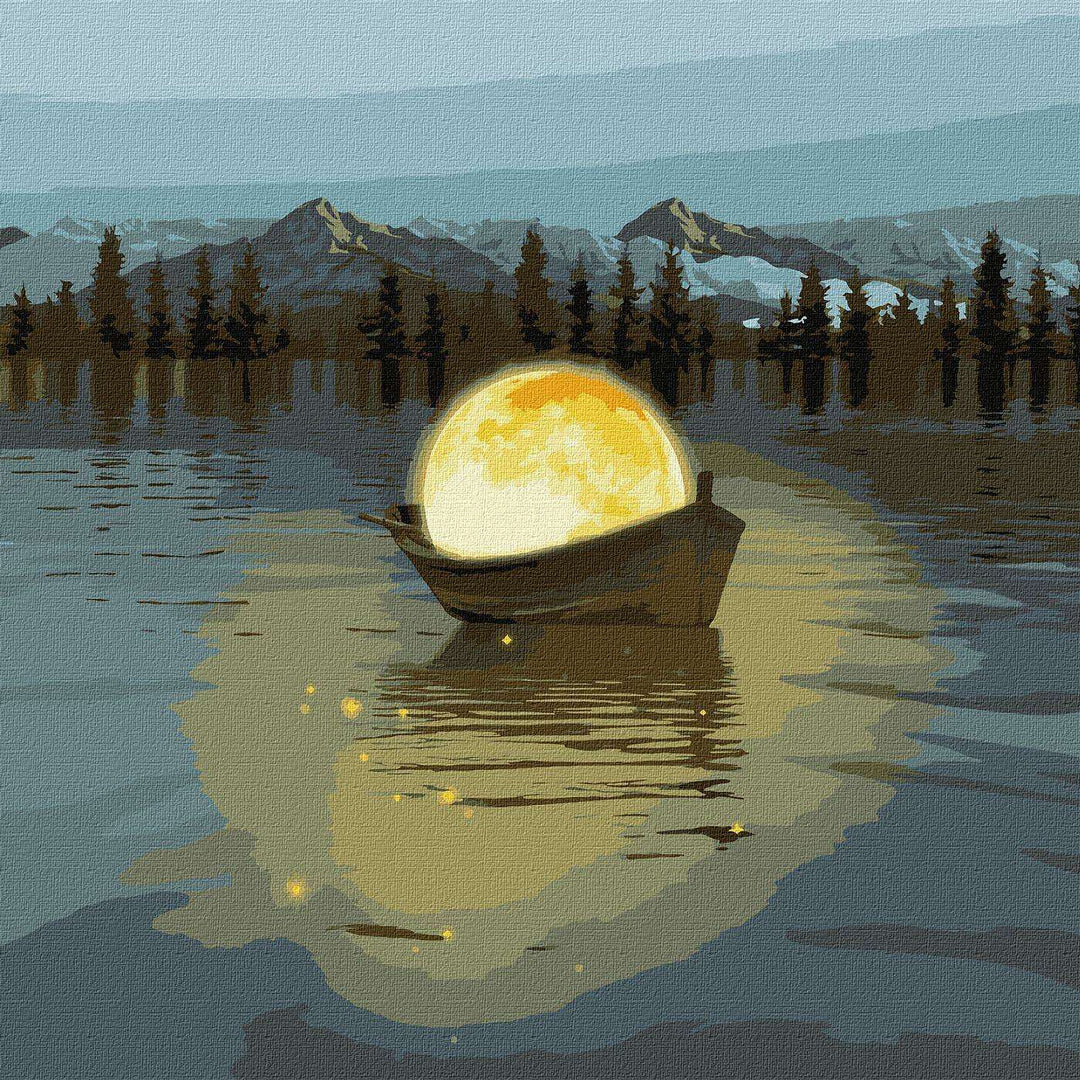 Painting by Numbers kit Moon boat with metallic paints KHO5031
