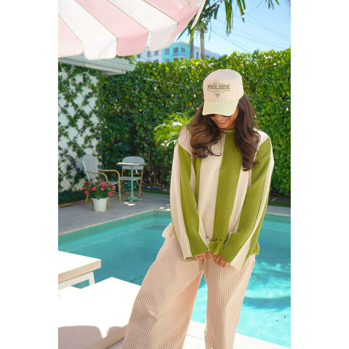 Palms & Poolside - Green Stripe Trucker Hat