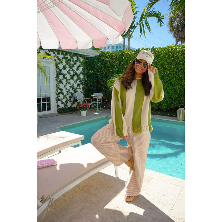 Palms & Poolside - Green Stripe Trucker Hat
