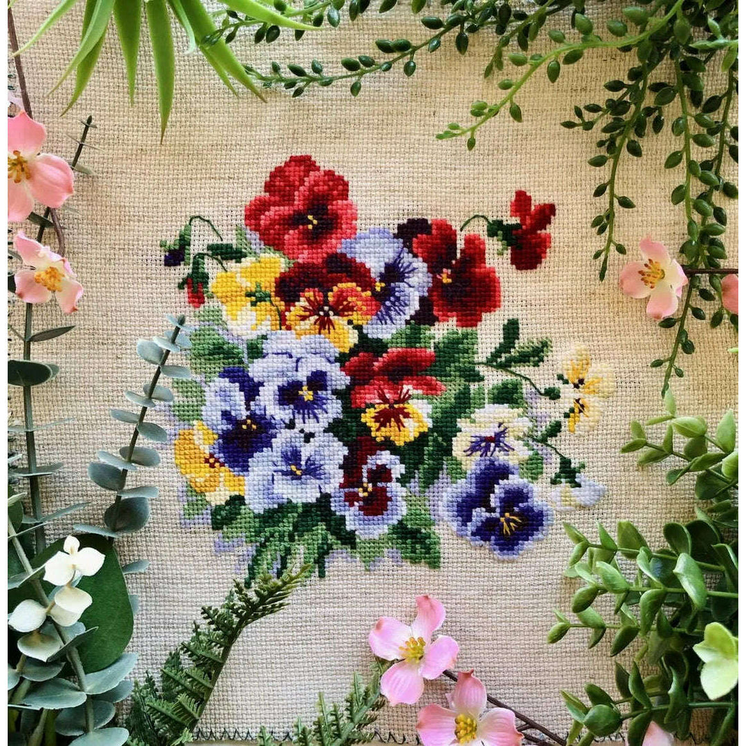 Pansy Medley  R1516 Counted Cross Stitch Kit