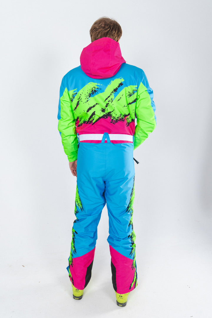 The Park Rat | Men's Neon Spray Design Retro One Piece Ski Suit
