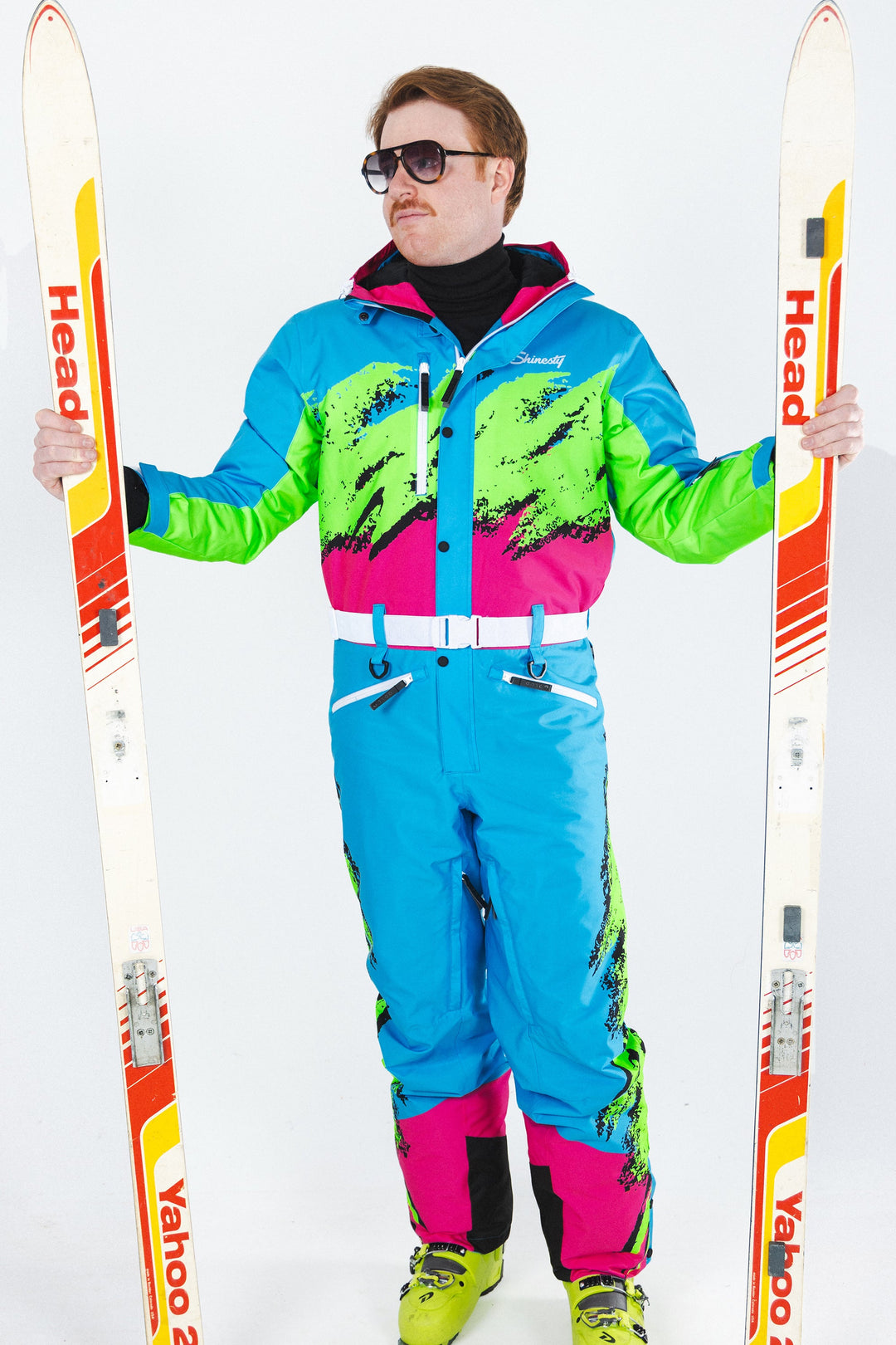 The Park Rat | Men's Neon Spray Design Retro One Piece Ski Suit