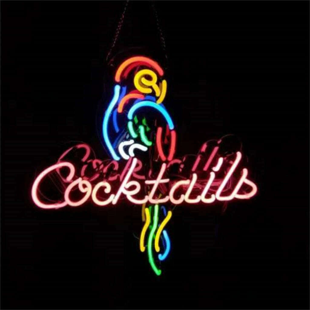Parrot and Cocktails Font Neon Signs